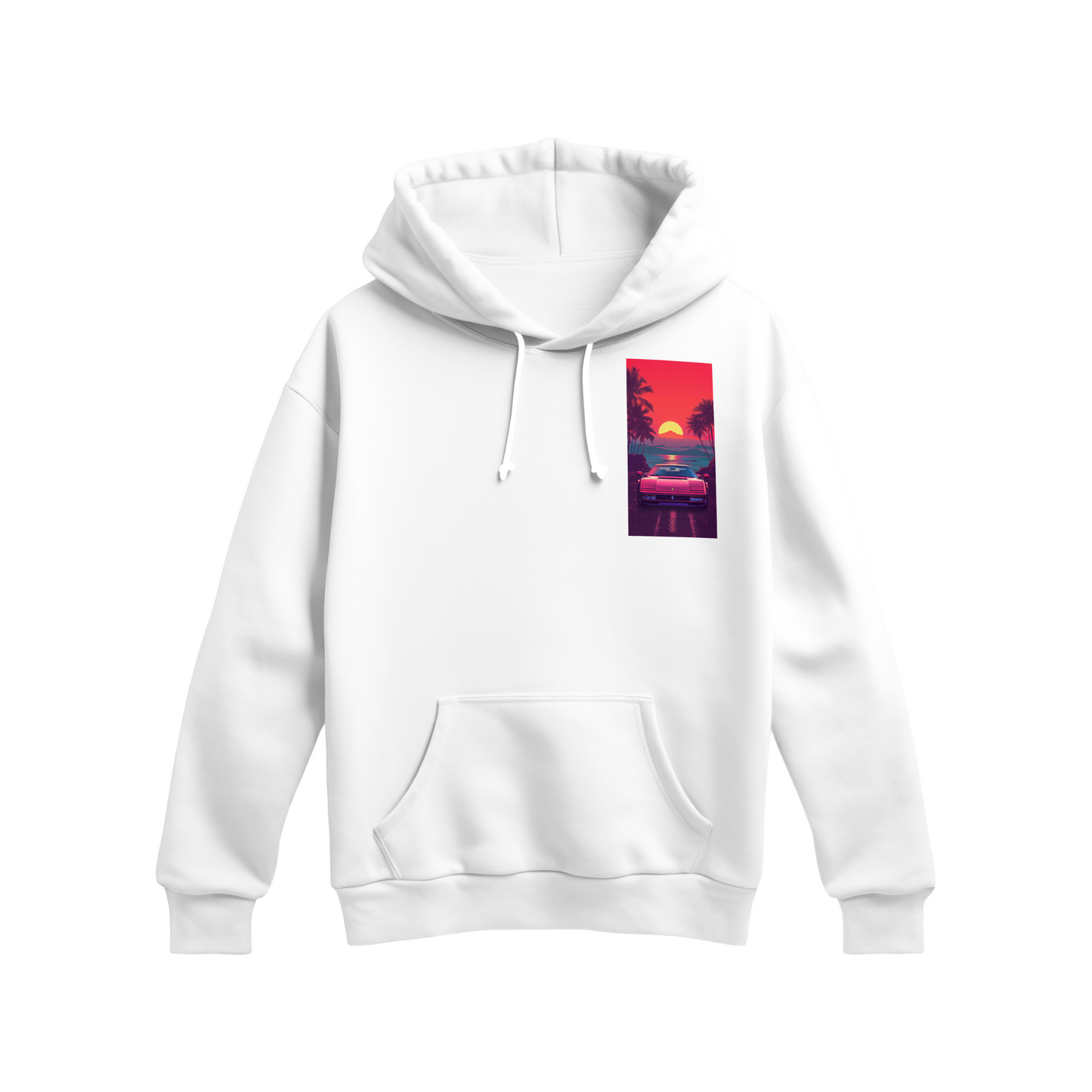 Unisex - Graphic Sunset Hues White Hoodie