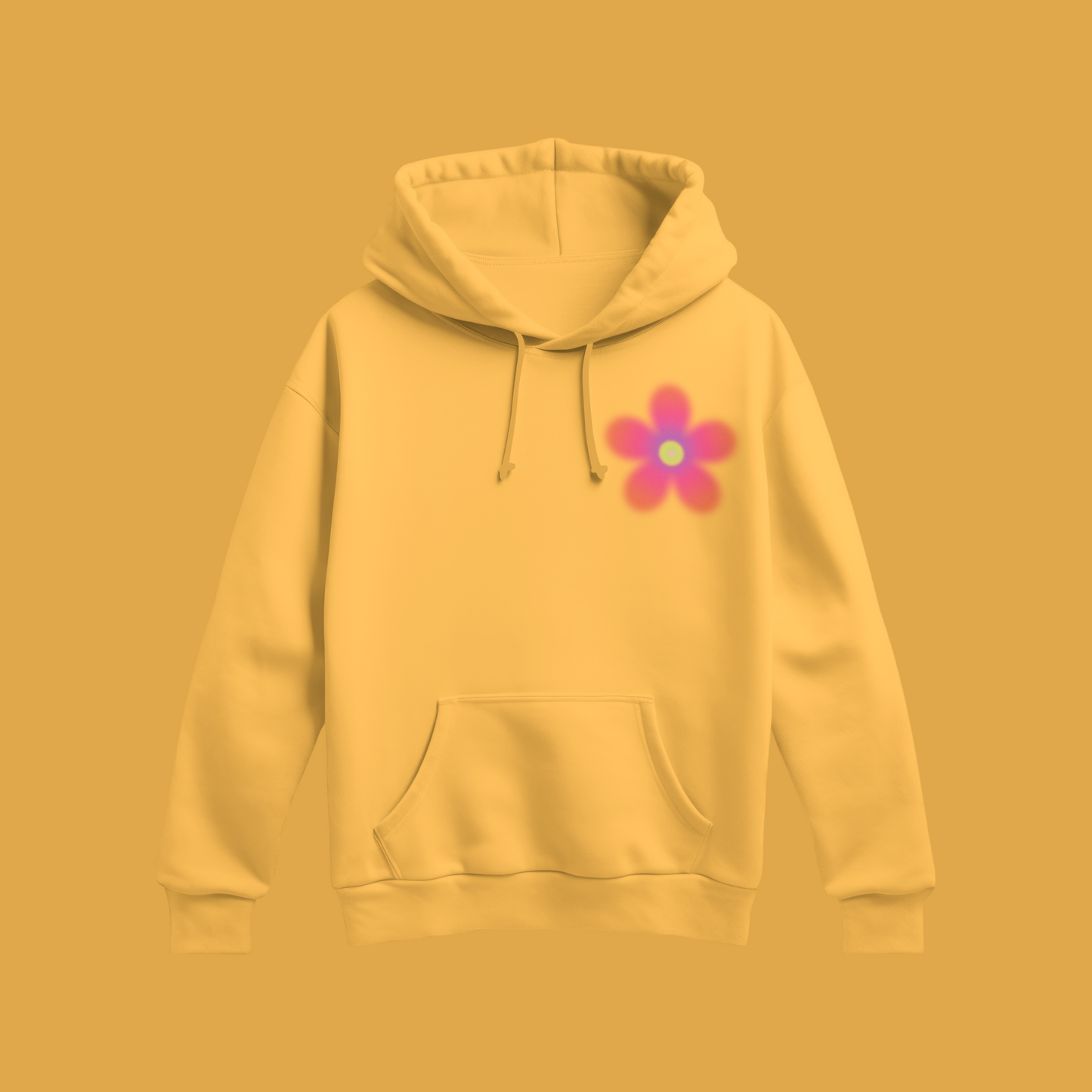 Unisex - Graphic Hoodie Pink flower Yellow Hoodie