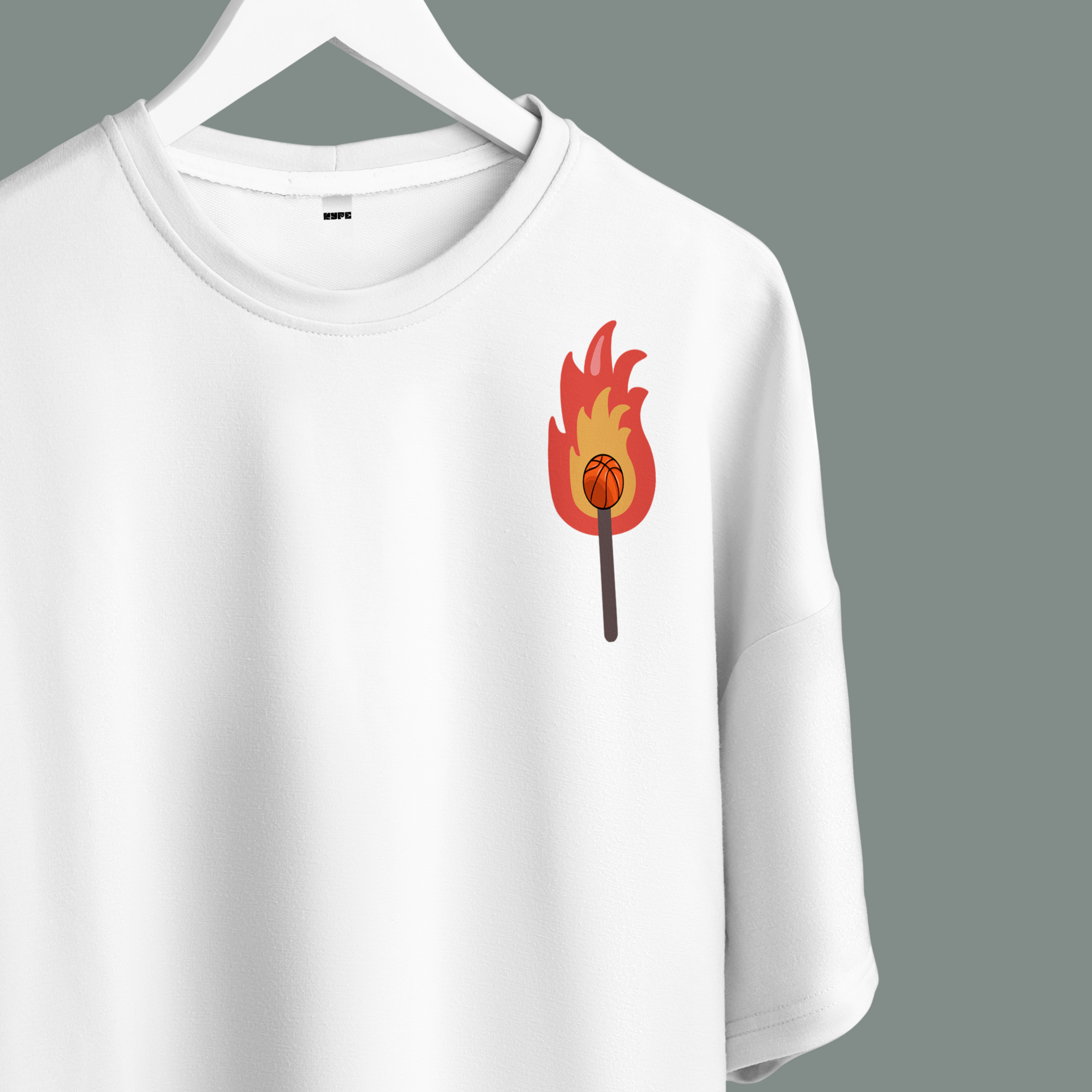 Unisex - Basketball-Fire graphic oversized T-shirt