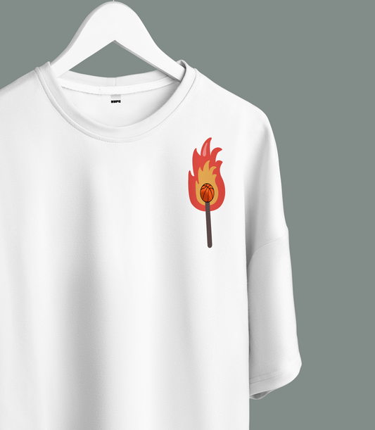 Unisex - Basketball-Fire graphic oversized T-shirt