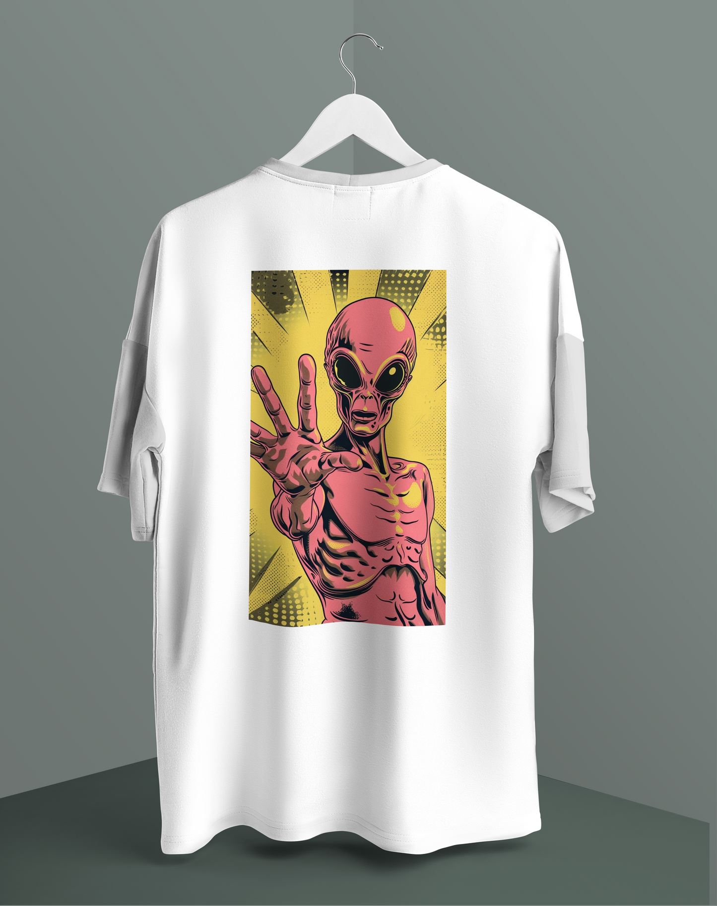 Unisex - Alien graphic black oversized T-shirt