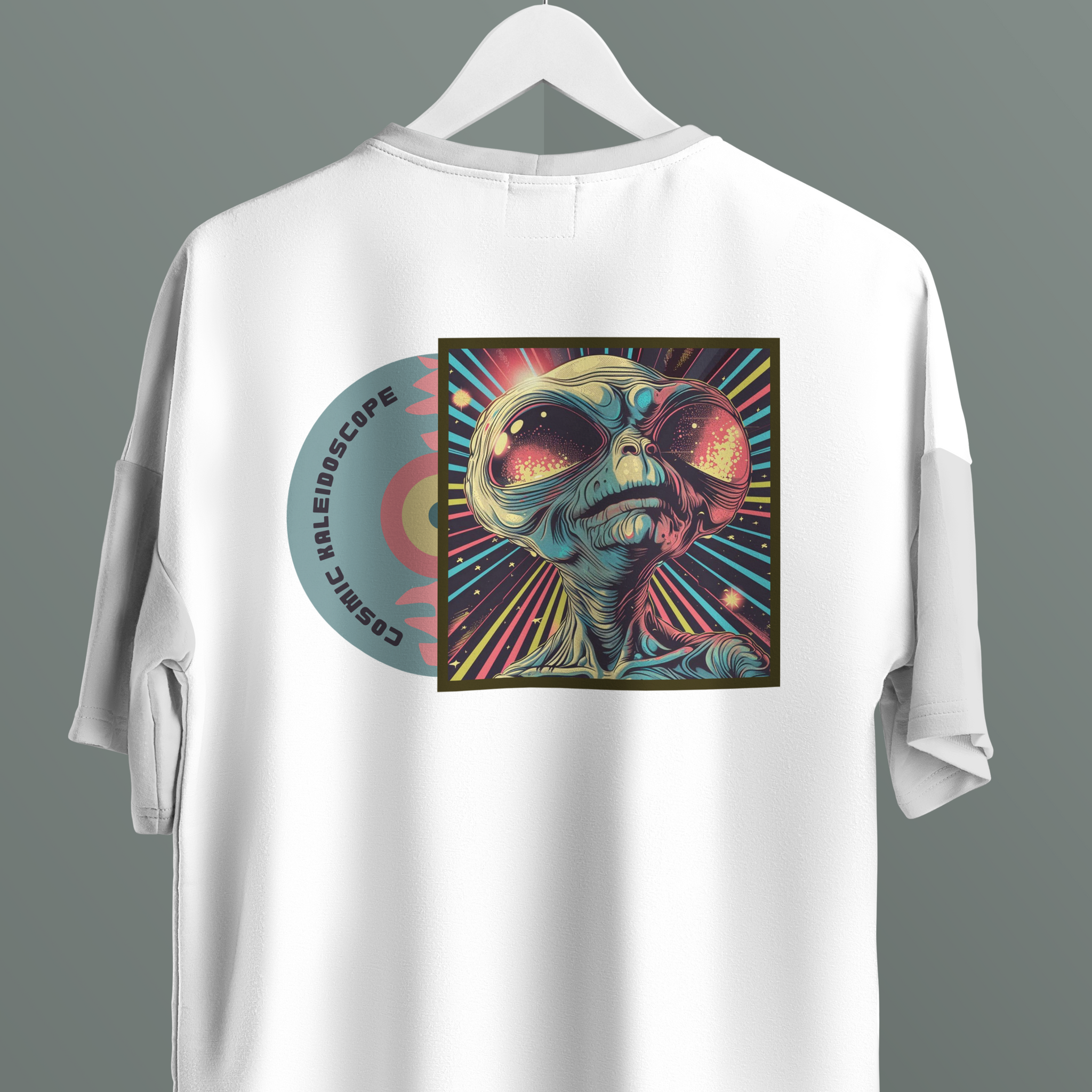 Unisex - Cosmic vinyl graphic white oversized T-shirt