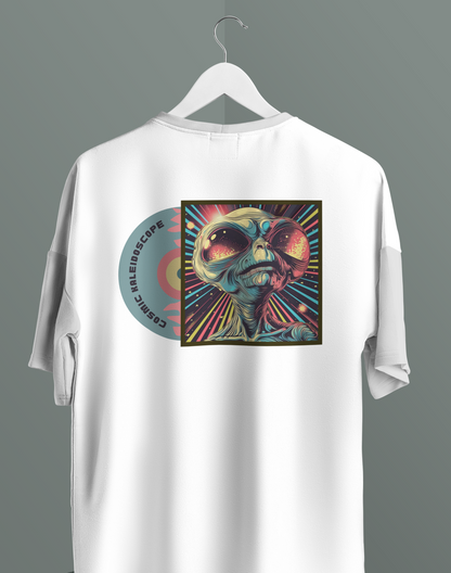 Unisex - Cosmic vinyl graphic white oversized T-shirt