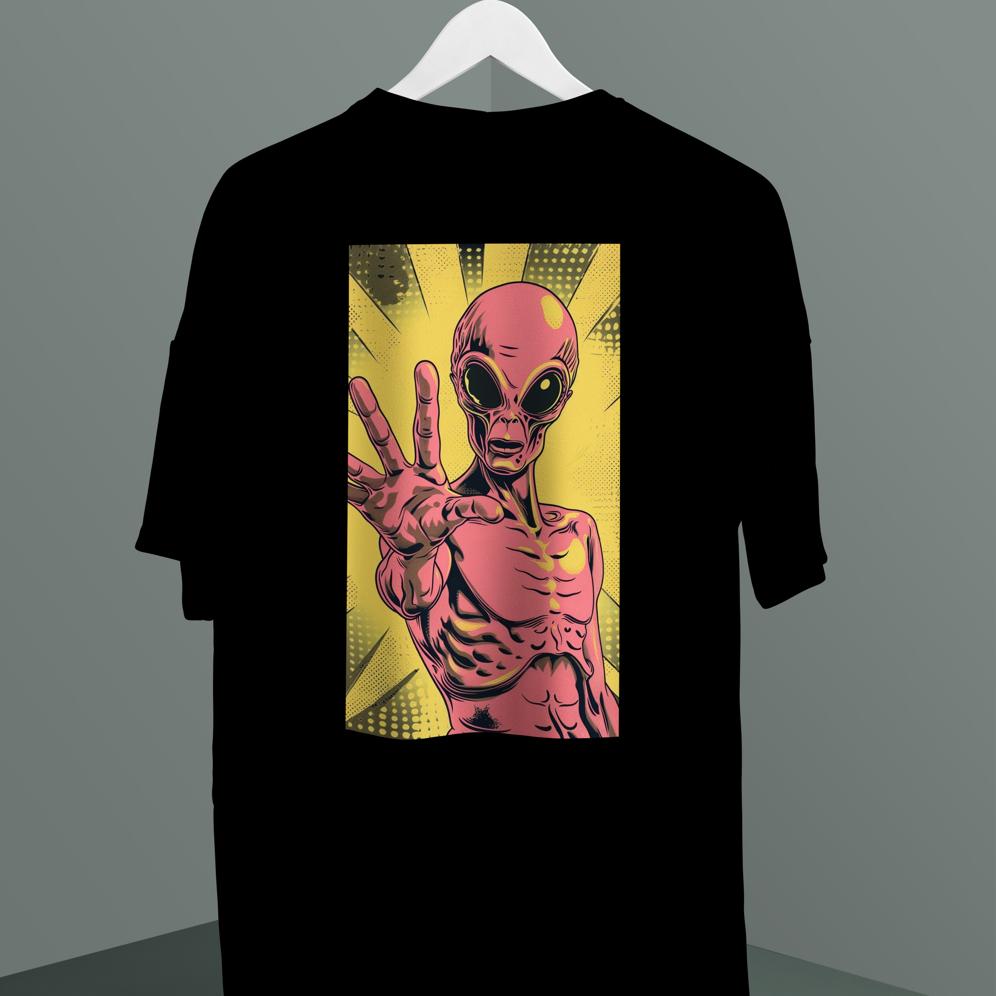 Unisex - Alien graphic black oversized T-shirt