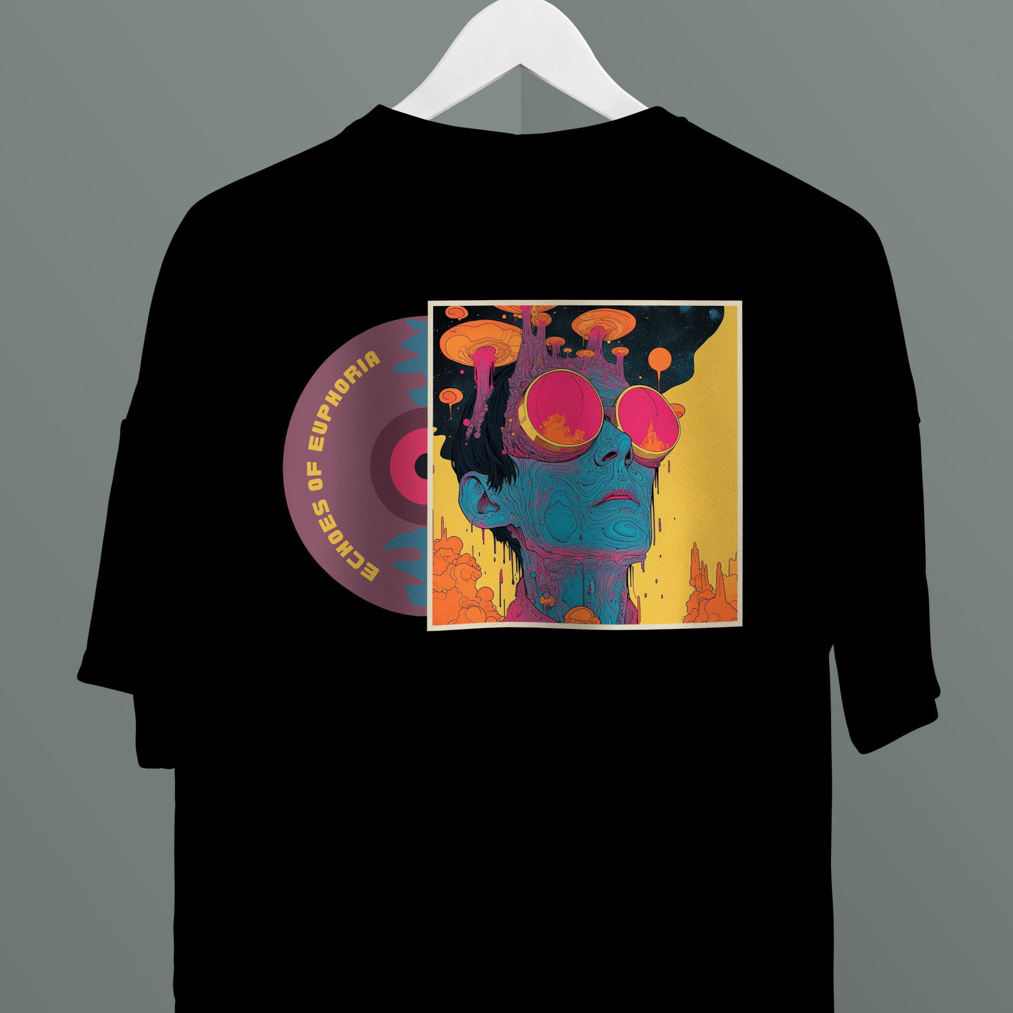 Unisex - Echoes graphic black oversized T-shirt
