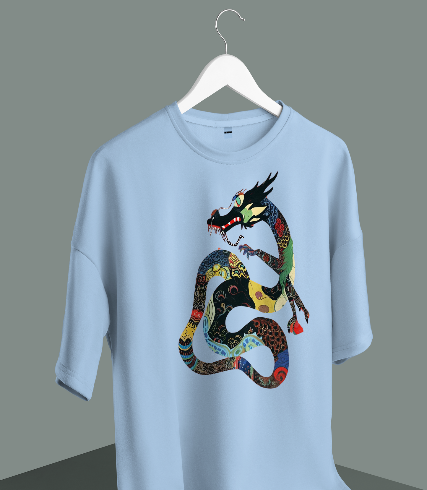 Unisex - Dragon graphic blue oversized T-shirt