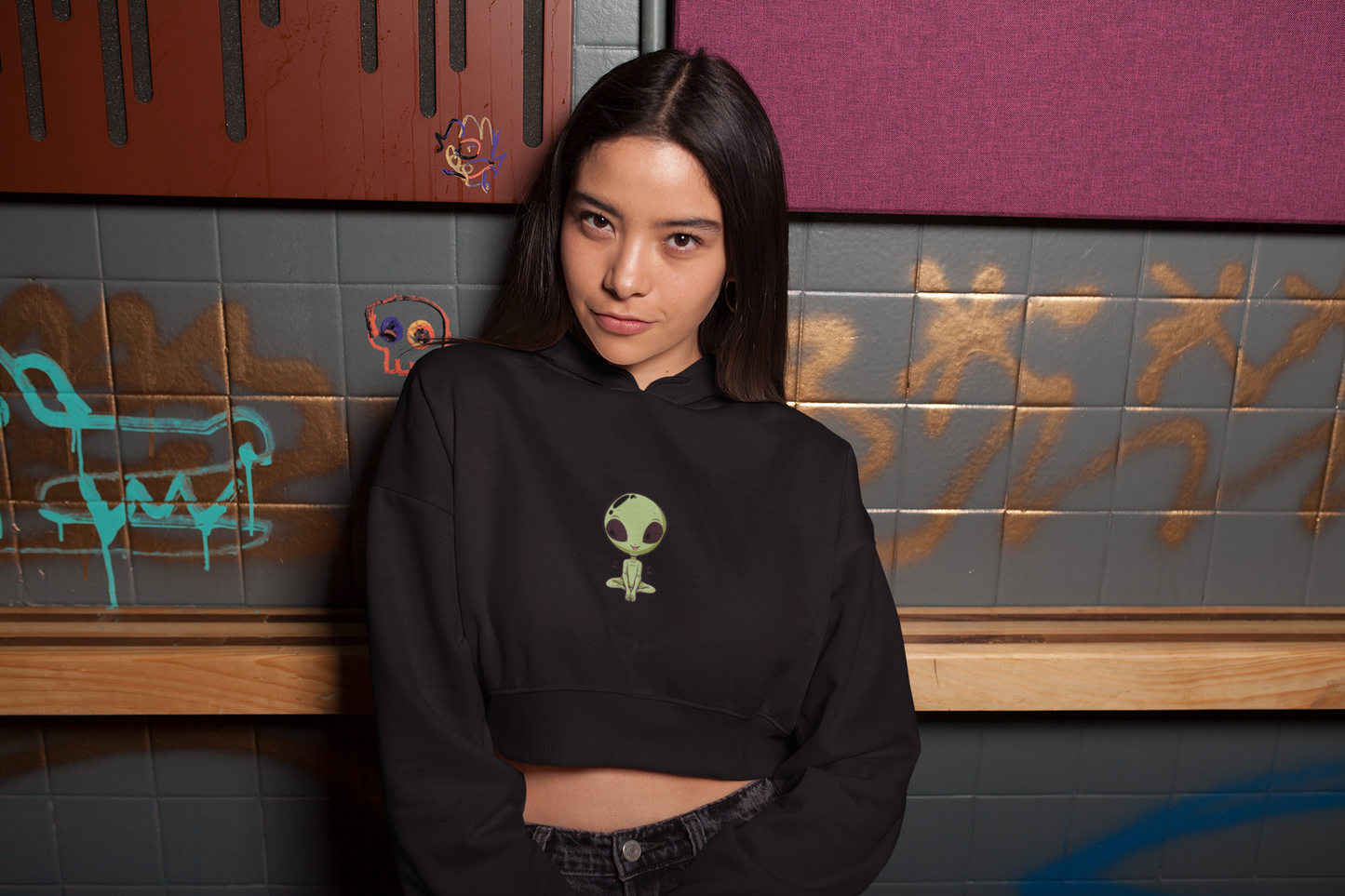 Alien crop hoodie