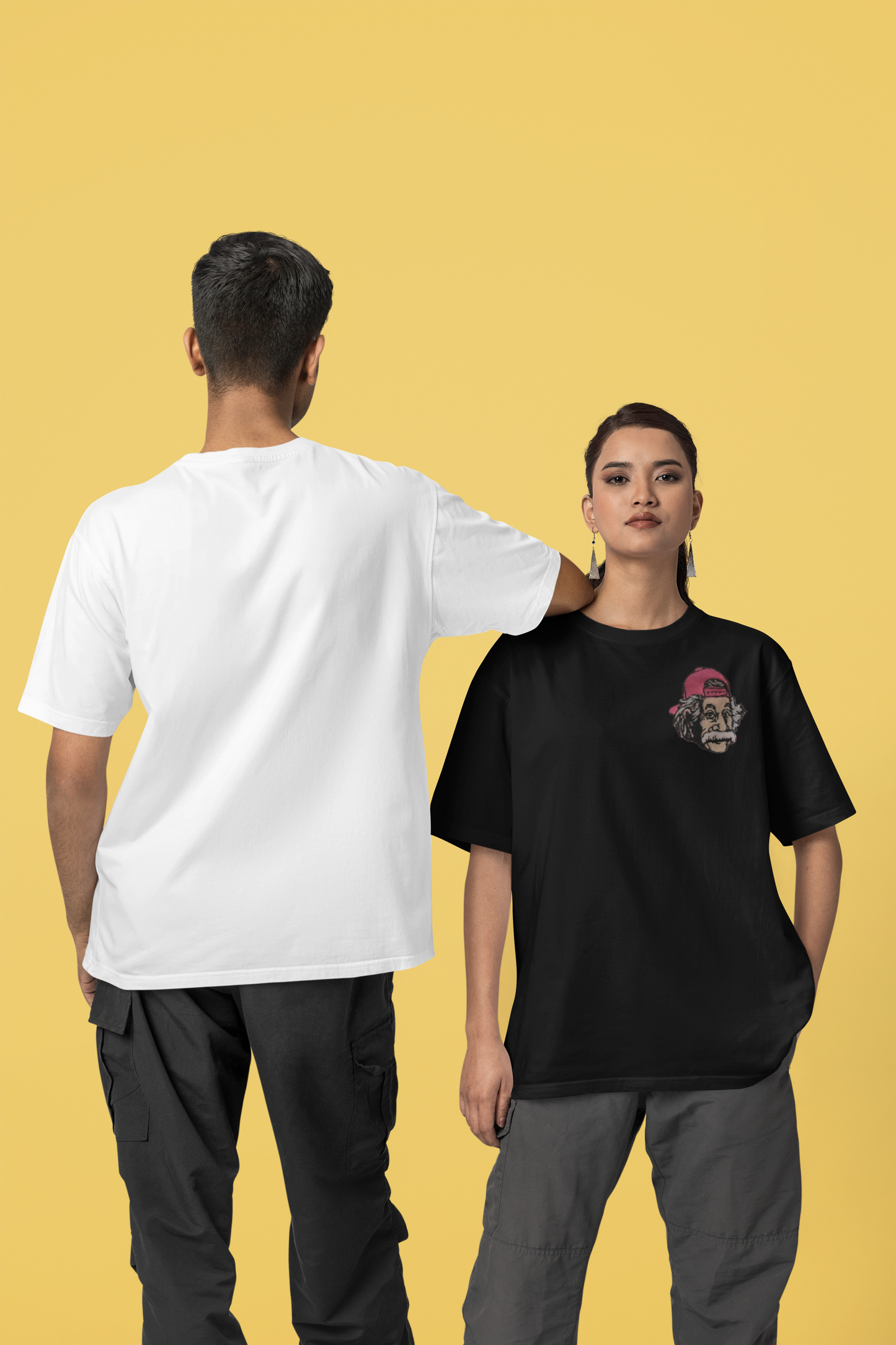 Unisex - Einstein embroidery oversized T-shirt