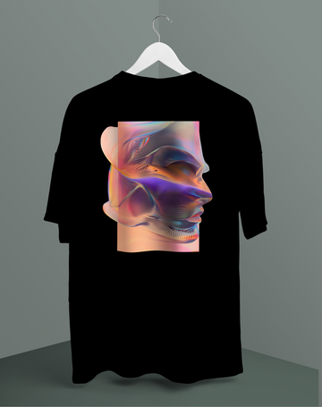 Unisex Faces - Glitch edition #7 graphic oversized T-shirt