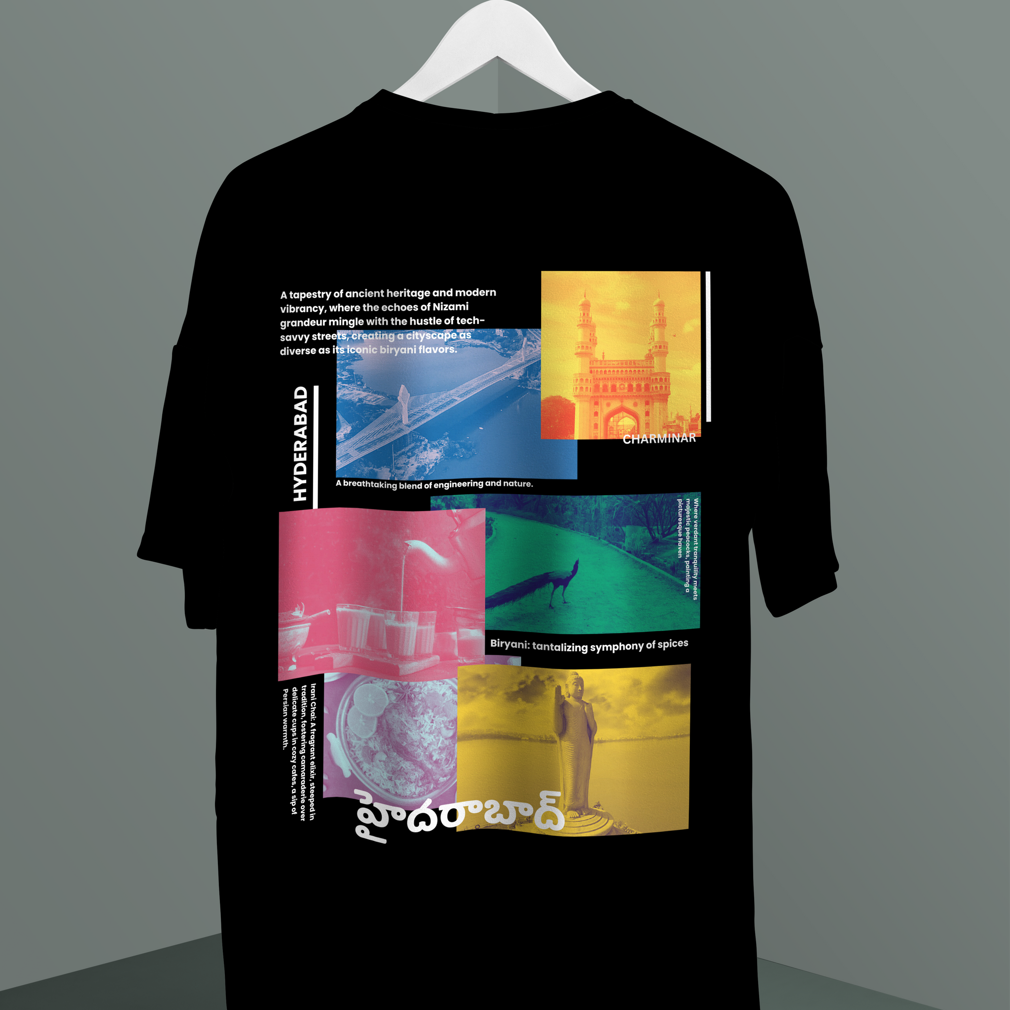 Hyderabad - Iconic Cityscapes unisex oversized T-shirt