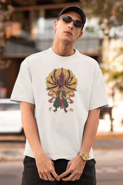 Unisex - Indian Mythology graphic white oversized T-shirt