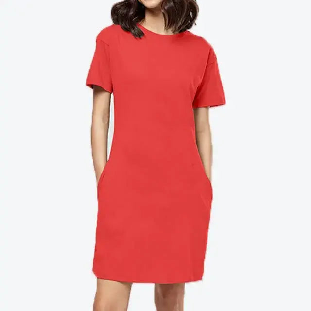 Solid Red T-shirt dress