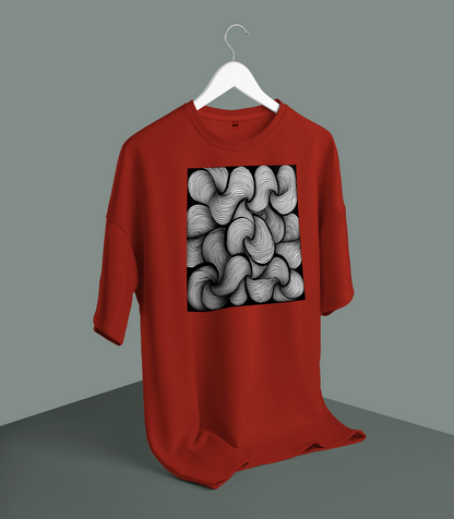 Unisex - Spiral #4  graphic red oversized T-shirt