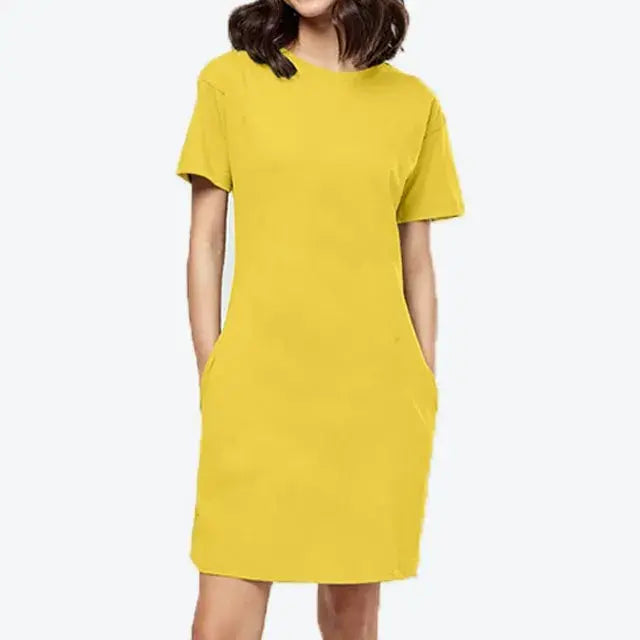 Solid Yellow T-shirt dress